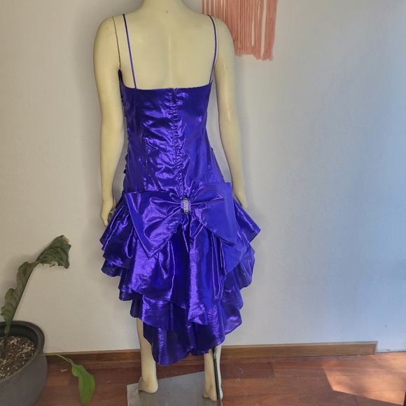 Vintage 80s Purple Lame Party Dress - Picture 6 of 8